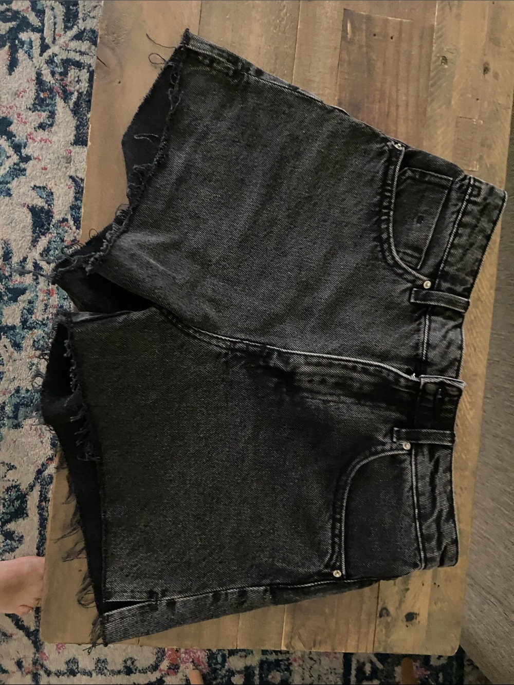 Zara Washed Black High-Rise Denim Shorts